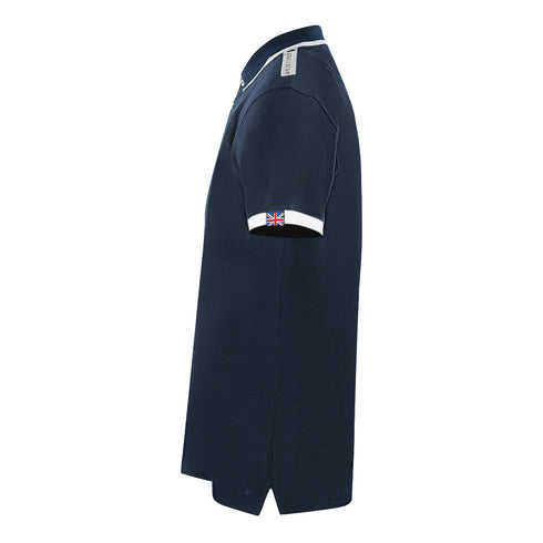 Aquascutum Branded Shoulder Tipped Navy Blue Polo Shirt